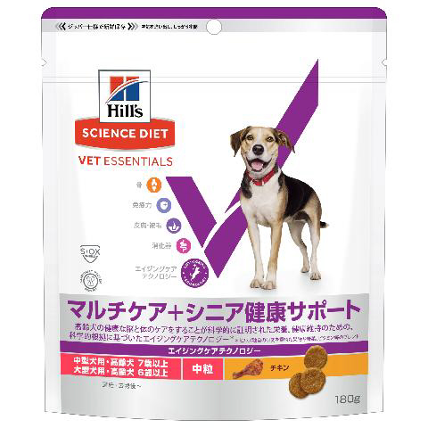 サイエンス・ダイエット ベット・エッセンシャル 中・大型犬用 マルチケア＋シニア健康サポート（避妊・去勢後にも）中粒 高齢犬 7歳以上（大型犬6歳以上） チキン 180g