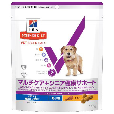 サイエンス・ダイエット ベット・エッセンシャル 小型犬用 マルチケア＋シニア健康サポート（避妊・去勢後にも）超小粒 高齢犬 7歳以上 チキン 180g