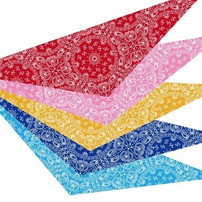 7121 デザインバンダナ　足跡ペイズリー 10枚 各サイズ (L)