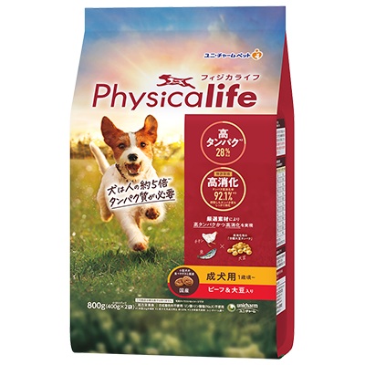 Physicalife 成犬用 ビーフ＆大豆入り 800g