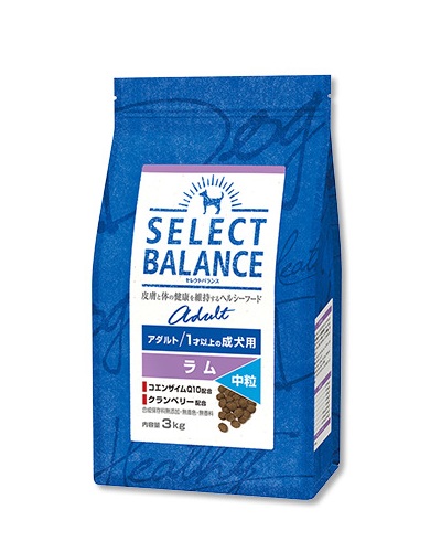 セレクトバランス アダルト ラム 中粒 1才以上の成犬用 3kg