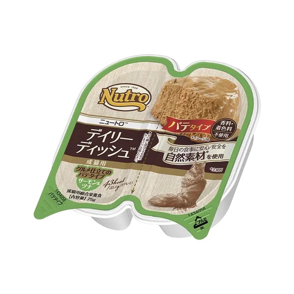【ブリーダー】ニュートロ キャット デイリー ディッシュ 成猫用 サーモン＆ツナ グルメ仕立てのパテタイプ トレイ 75g×24個