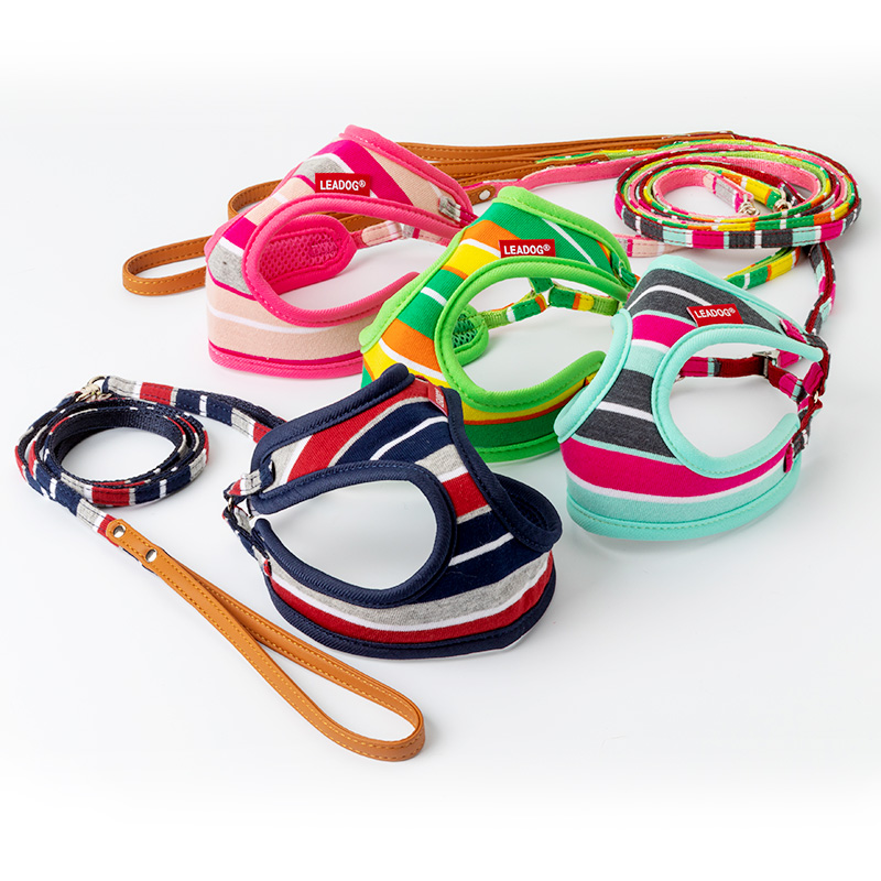 パステルボーダー フロントハーネスリード Sサイズ グリーン