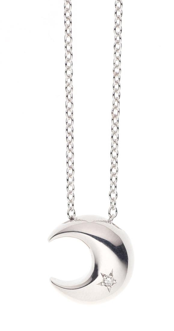 遺骨ペンダント クレッセント ダイヤモンド シルバー