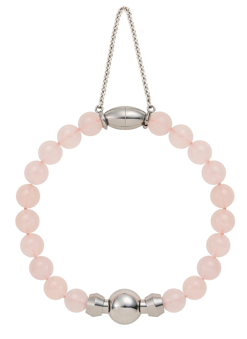 遺骨アクセサリー 念珠ブレスレット プレミアム ローズクオーツ S