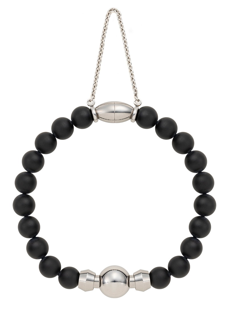 遺骨アクセサリー 念珠ブレスレット プレミアム フロストオニキス S