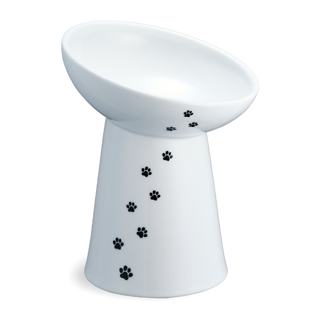 猫用 脚付フードボウルにゃにゃめ 猫柄 トール