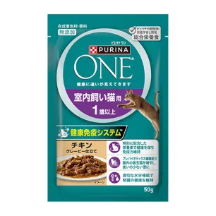 ピュリナ ワン キャット パウチ 室内飼い猫用 1歳以上 チキン グレービー仕立て 50g