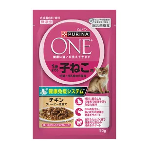 ピュリナ ワン キャット パウチ 1歳までの子ねこ用／妊娠・授乳期の母猫用 チキン グレービー仕立て 50g