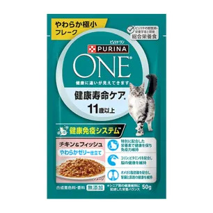 ピュリナ ワン キャット パウチ 健康寿命ケア 11歳以上 チキン＆フィッシュ やわらかゼリー仕立て 50g