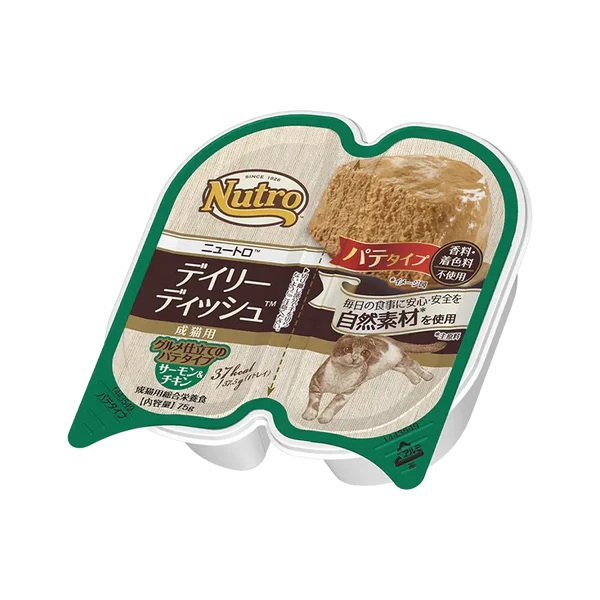 【ブリーダー】ニュートロ キャット デイリー ディッシュ 成猫用 サーモン＆チキン グルメ仕立てのパテタイプ トレイ 75g×24個