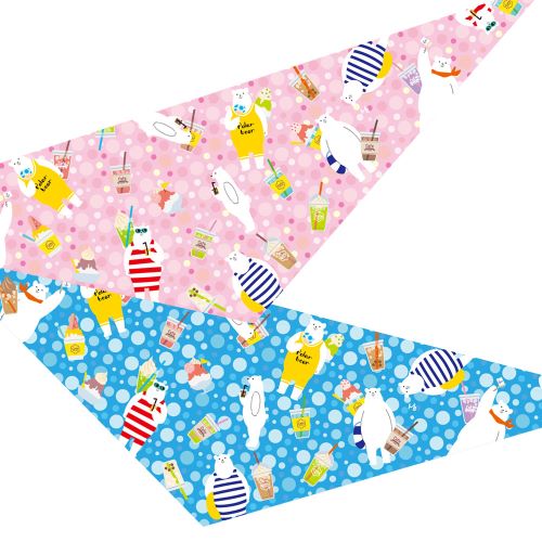 7232 デザインバンダナ 白くまサワー 10枚入り 【サイズ：SS～M】 SS