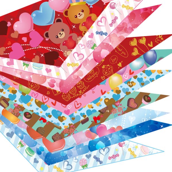 7005 デザインバンダナ バレンタインアソート 10枚セット SS