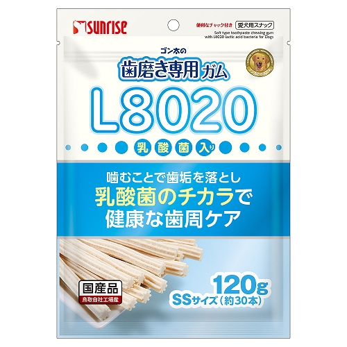 ゴン太の歯磨き専用ガム SSサイズ L8020乳酸菌入り 120g
