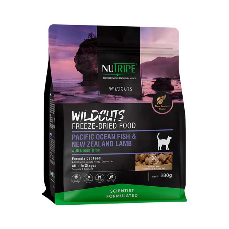 ニュートライプ キャット ワイルドカット フリーズドライ フィッシュ＆ラムwithグリーントライプ280g