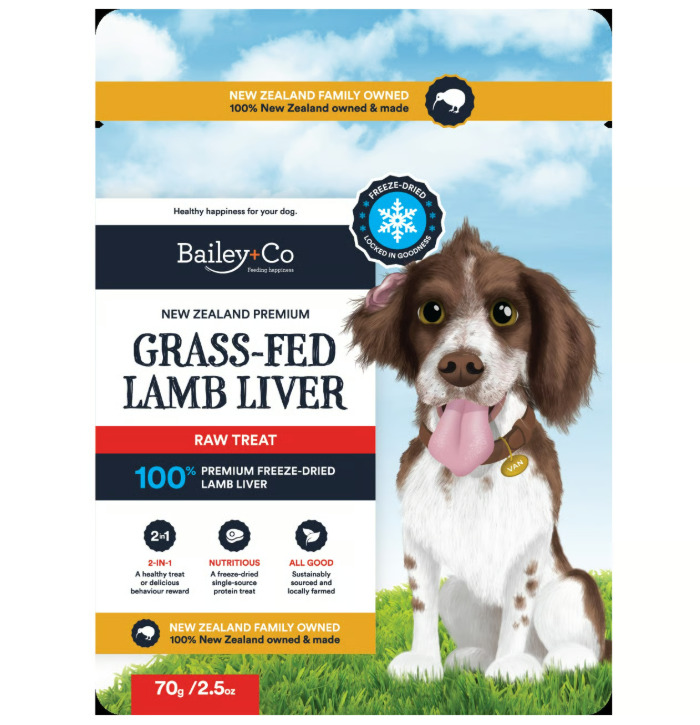 Bailey+Co フリーズドライ 牧草飼育ラムレバー 犬用 70g