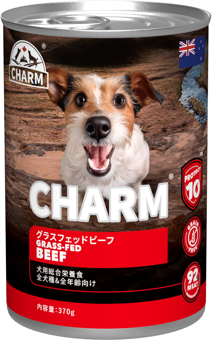 【注文数8個単位】CHARM グラスフェッドビーフ ドッグ缶 370g